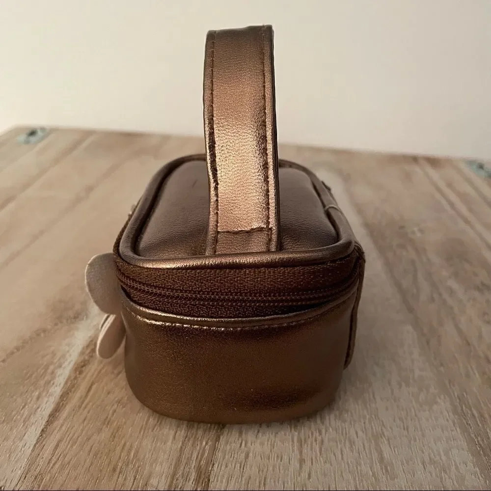 NWT Claire’s metallic brown little zipper jewelry train case with 3D Butterfly